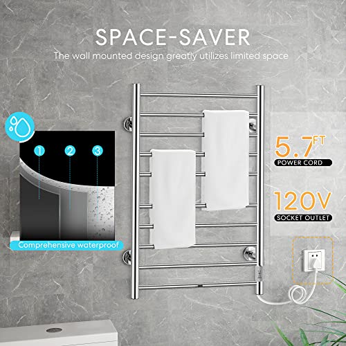 Vivohome Electric Heated Towel Rack For Bathroom, Wall Mounted Towel Warmer, 10 Stainless Steel Bars Drying Rack #TOP2