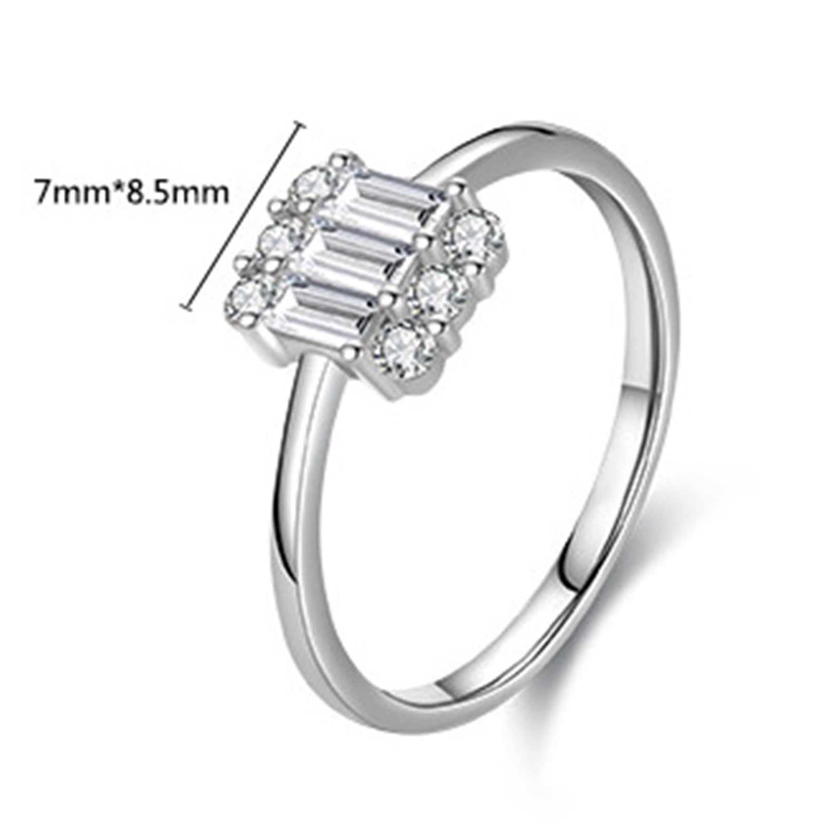 KnSam Anello di fidanzamento 9 K/14 carati bianco oro bianco taglio rettangolare moissanite anelli partner Au375/585 oro bianco classico anello nuziale delicato anello nuziale vero gioielli da sposa