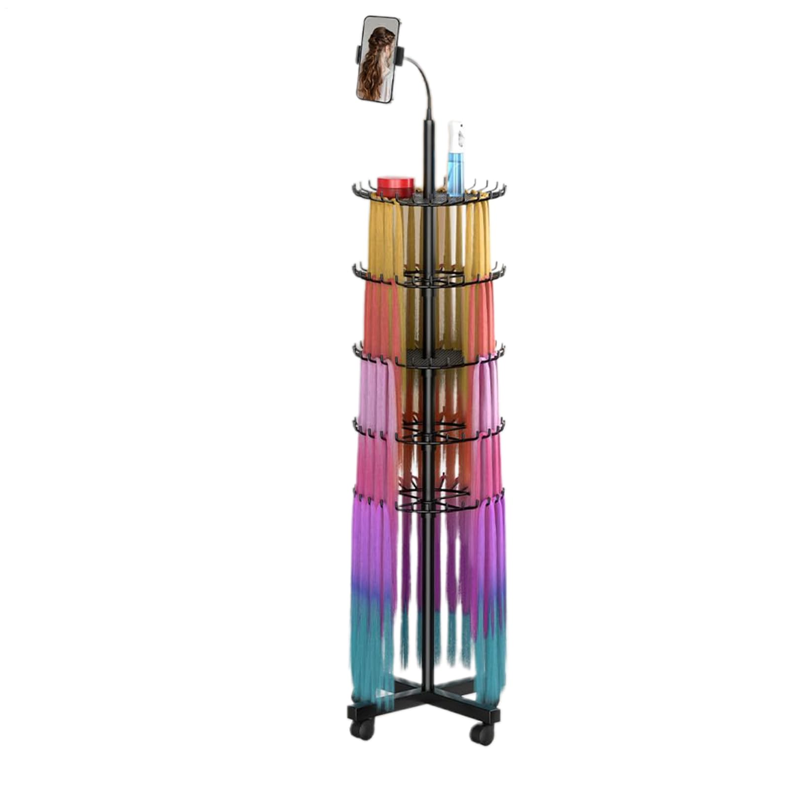 Soporte para Organizador de Altura Ajustable | Soporte para Extensiones de Cabello Para Salón, Servicio , Extensiones, Estilismo Móvil y Entrenamiento de