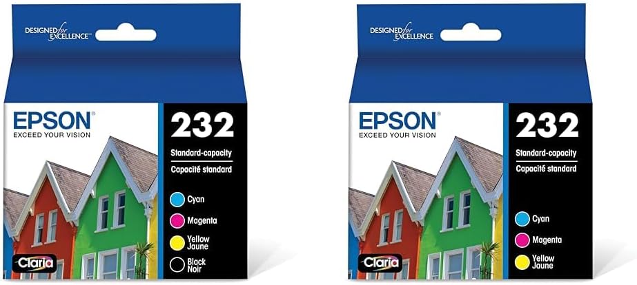Epson 232 Claria Ink Standard Capacity Black & Color Cartridge Combo Pack (T232120-BCS) & 232 Claria Ink Standard Capacity Color Combo Pack (T232520-S) Works with Workforce