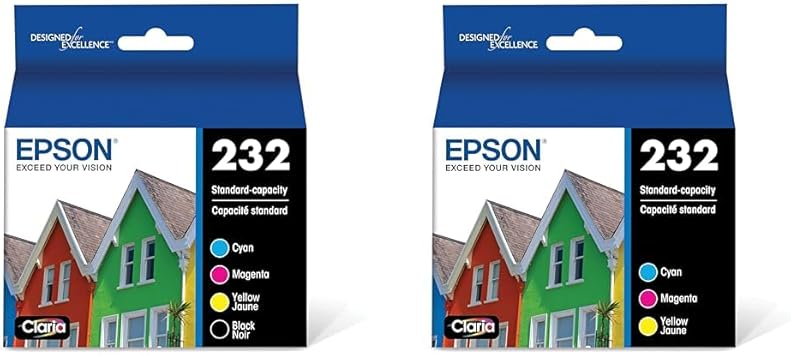 Epson 232 Claria Ink Standard Capacity Black & Color Cartridge Combo Pack T232120-BCS & 232 Claria Ink Standard Capacity Color Combo Pack T232520-S Works with Workforce