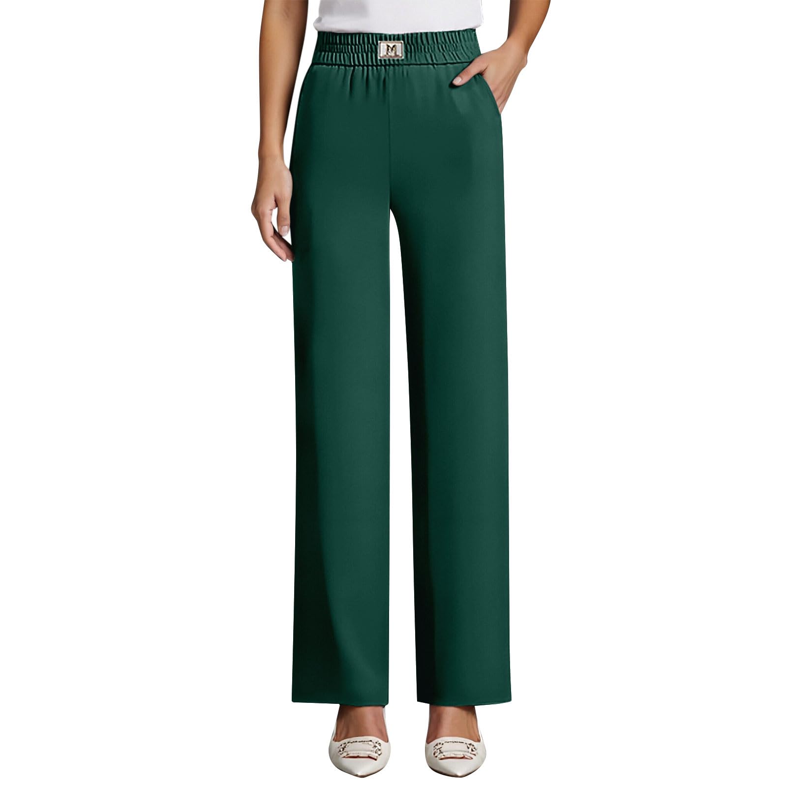 Work Pants for Ladies Over 50 Pulisa Heracomfy Dressy - Perfect Drape High Rise Pull-On Stretch Pants