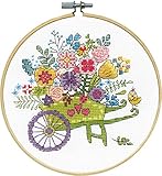 Design Works Crafts Flower Cart Counted Cross Stitch Kit with Hoop, by The Yard