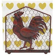 Metal Rooster Design Tabletop Napkin Holder/Freestanding Tissue Dispenser,Rustic Red