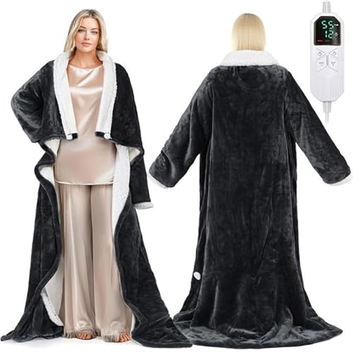 Heated Blanket,2025 New Wearable Heated Blanket with Sleeves and Foot Pocket with 6 Adjustable Heat Setting,2-10 Hour Auto Shut-Off,Quick Warm - Up-Perfect for Gifting to Family & Friends (130*180cm)