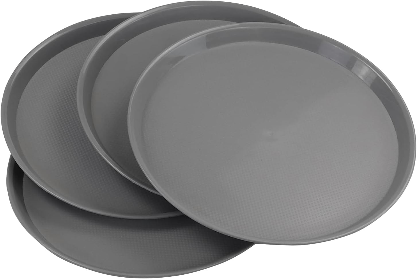 Innouse 4 Pack Food Service Tray Round Waitress Server Trays for Restaurant, Grey