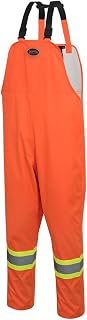Pioneer Loose Fit Waterproof Safety Work Bib Pants - Tear-Resistant - Adjustable Waist - Hi Vis Orange