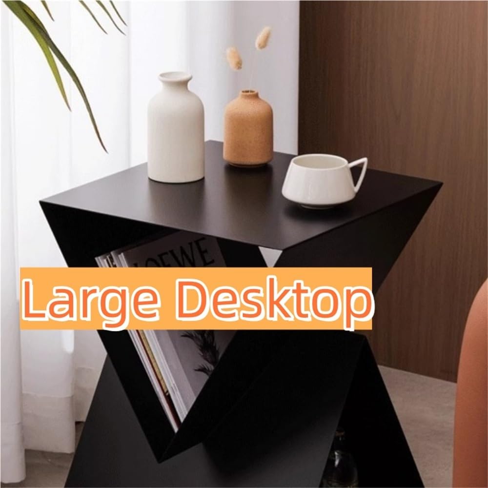 Creative Storage Side Table, Metal Coffee Table, Modern Bedside Table, Fashionable Sofa Side Table, Suitable for Living Room, Bedroom, Balcony(White)