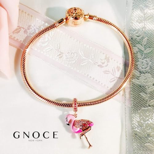 Image of GNOCE Owl Pendant Bead Charm With Bracelet S925 Sterling Silver Guarding You 18k Gold Plated Charm with CZ Fit for Bracelet /Necklace Charm Gifts for Animal Lover