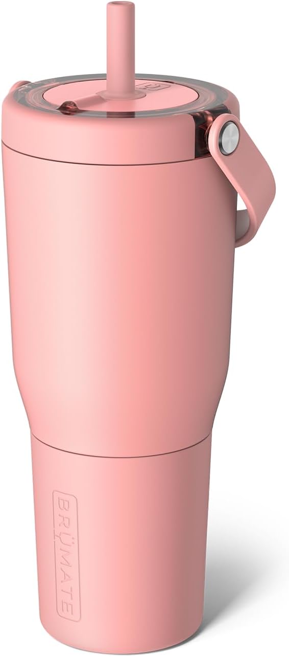 BrüMate Resa 35oz 100% Leakproof Travel Tumbler with Handle & Straw | Flexible SoftSip Straw | Silicone Sleeve for Durability | Stainless Steel | Cup Holder & Travel Friendly Water Bottle | (Guava) BrüMate Resa 35oz 100% Leakproof Travel Tumbler with Handle & Straw | Flexible SoftSip Straw | Silicone Sleeve for Durability | Stainless Steel | Cup Holder & Travel Friendly Water Bottle | (Guava)