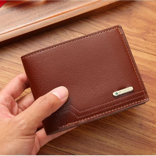 Male Bag Slim Multifunctional PU Money Coin Purses Portable 3 Colors Wallets(Brown)3