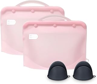 Silicone Microwave Steam Sterilizer Bag for Baby Bottles, Reusable Sterilizing Bag for Pump Parts and Toddler Accessories, Easy to Use Sterilizer Bags Perfect for Home and Travel, Pink (2PC)
