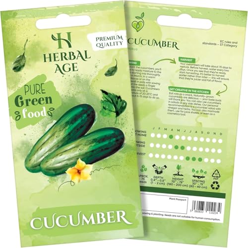 HERBAL AGE Grow Your Own Kits, Cucumber Vegetable Seeds for Planting UK, 75 Plants Heirloom Seed Box, Plant Seeds Indoor & Outdoor UK, Garden Gifts for Women, Man, Salad and Vegs Lovers