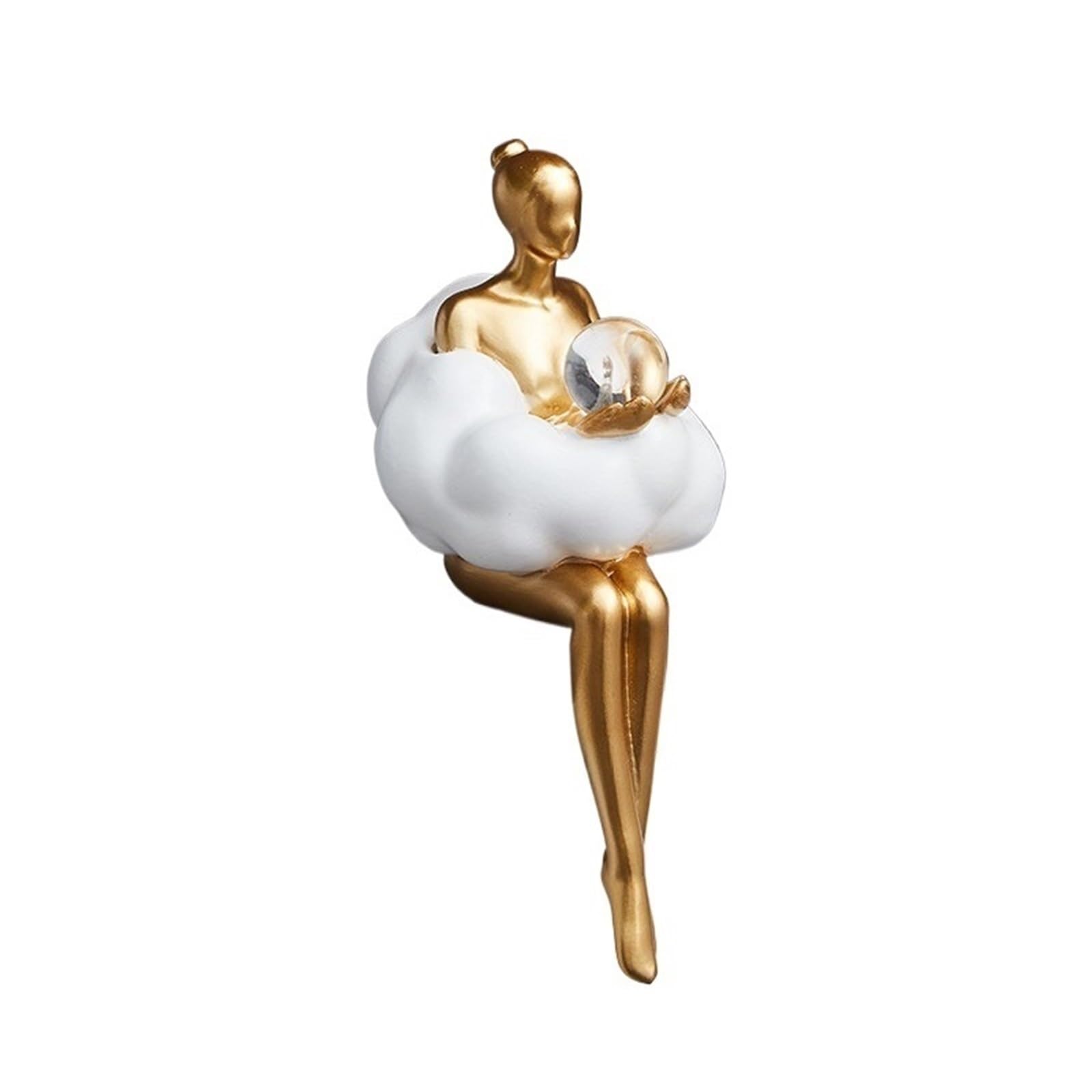 Zhaoj24-05 Art Sculptures Modern Abstract Cloud Girl Resin Sculpture Gold & White Art Figurines Home Office Decor Ornaments
