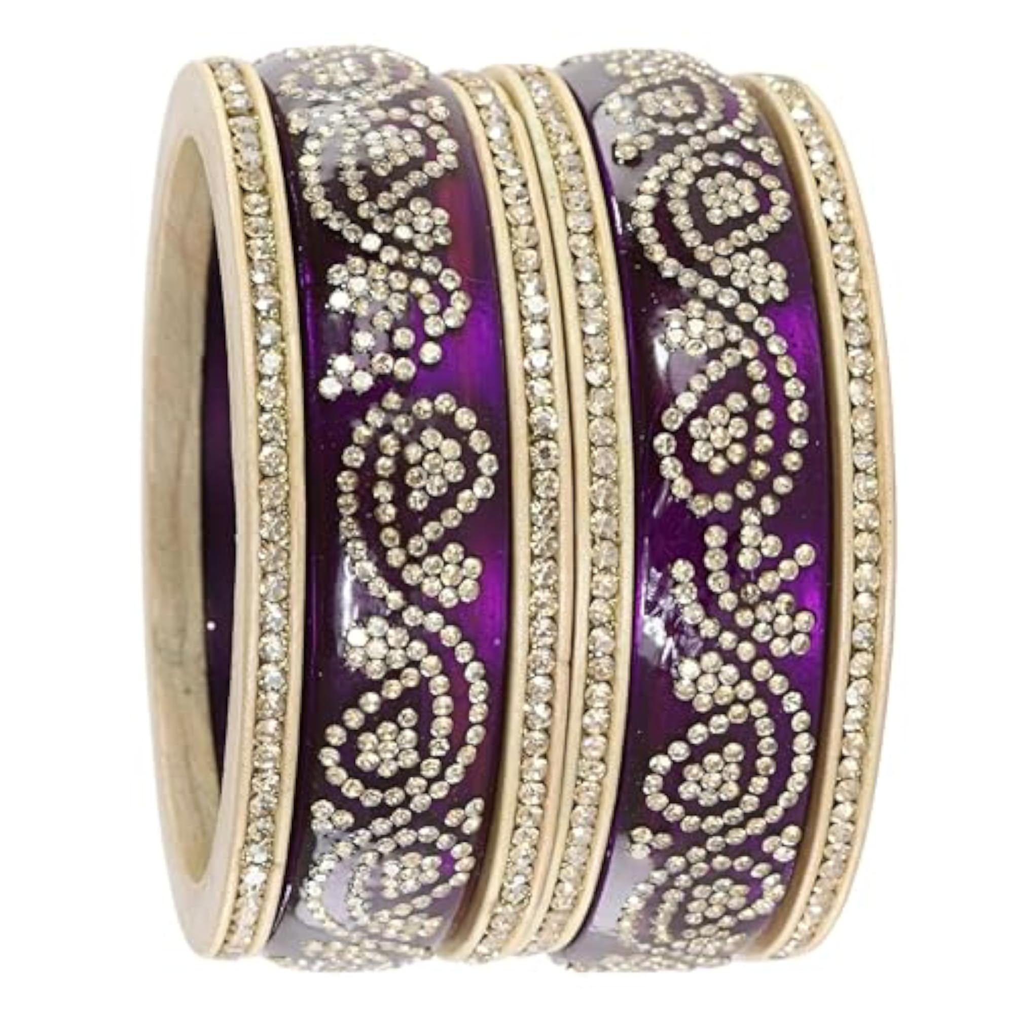 Lac Kada Set Featuring Zircon Glitter Pattern Bangles