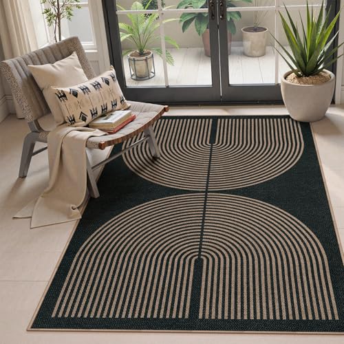 Lahome Modern Rainbow Easy Jute 4x6 Rug, Outdoor Patio Rug