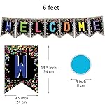 Youngever 67 pcs Confetti Pennants Welcome Bulletin Board with Golden Border (Black) - Image 2
