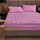 Winter Paarbett Dicke Tagesdecke Steppdecke Matratzenbezug Plüsch Samt 2 Personen Elastisches Spannbettlaken Warm Weich Flauschig Bettlaken 150-MDF,90x200x25cm 1pc
