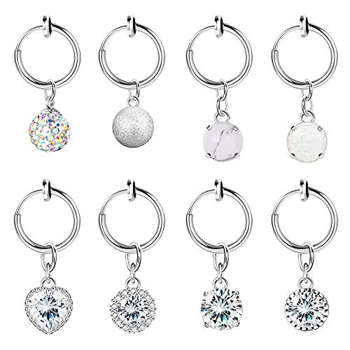 Magitaco 8Pcs Clip on Belly Button Rings Fake Belly Button Rings Fake Belly Rings Non Piercing Navel Ring Fake Belly Piercing Jewelry