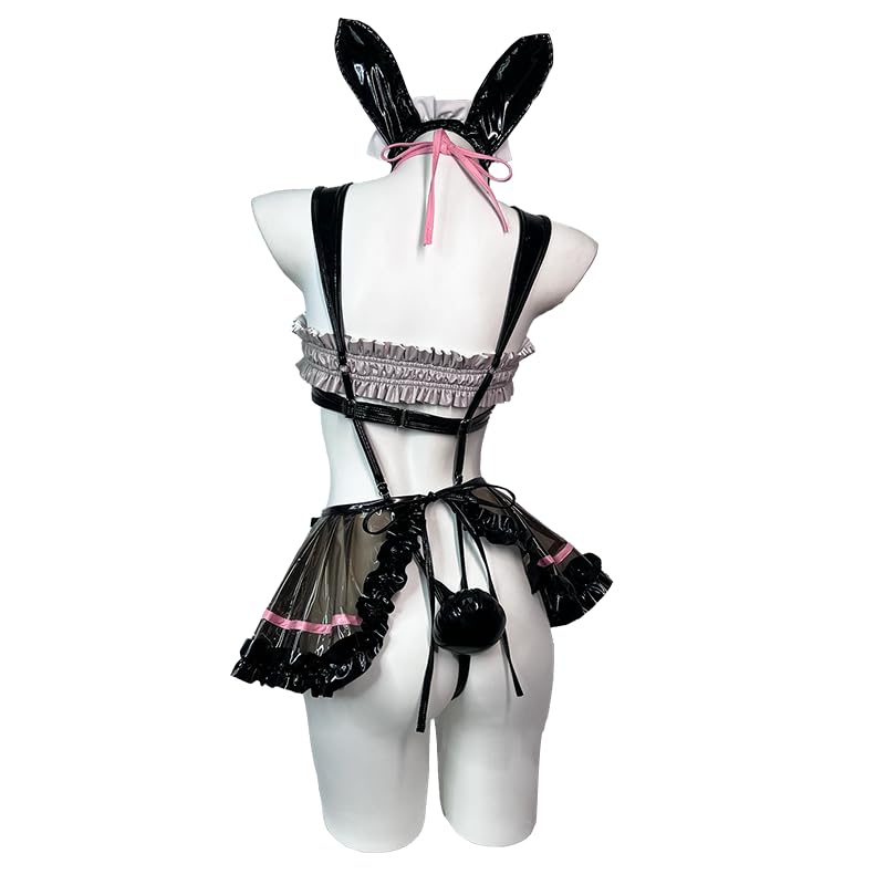 KORURACLUB Bar Maiden Maid costume Black premium pu cosplay lingerie Bar Maiden Maid lingerie