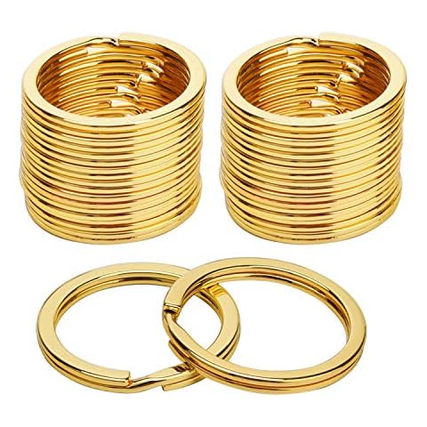 Sunmns 24 Pack Flat Key Rings Metal Split Ring for Home Car Keys Organizations, Jewelry Making, 1 Inch (Golden) Cover