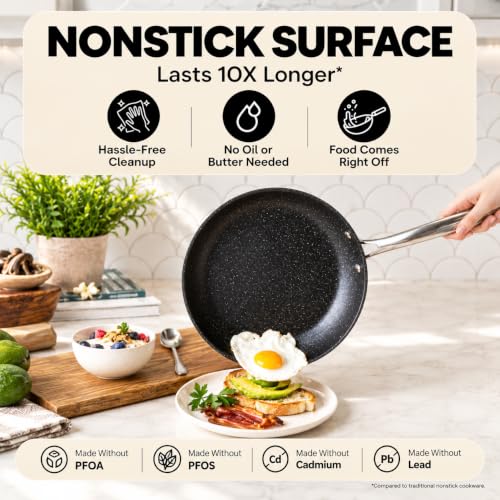 GRANITESTONE 20pc Pots and Pans Set Non Stick Cookware Set, Diamond Infused - Image 4