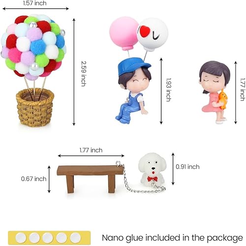 Miniatura 2 de Bonita decoración de coche de caricaturas para parejas, para tablero de instrumentos, lindo adorno con perro y globos