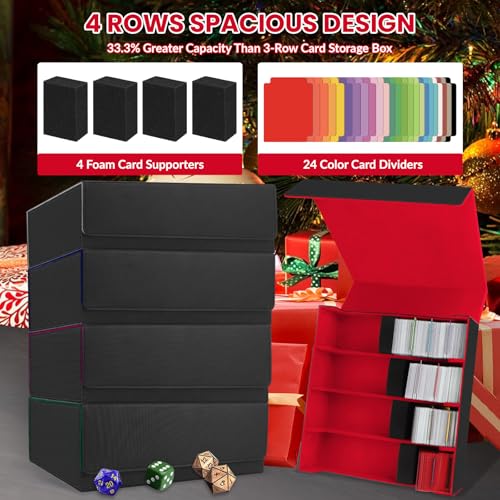 Image of AOBOPLE Trading Card Storage Box,3200+ Card Box Storage with 24 Dividers and 4 Foam Supporters PU Leather Magnetic Cards Deck Case for MTG TCG Magic and Sport Cards,Great Gift for Card Collectors