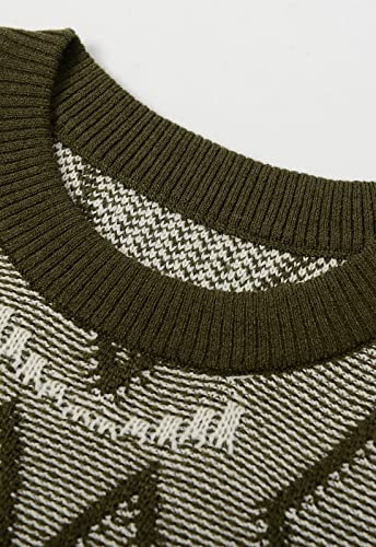 ZHILI Ugly Christmas Sweaters for Men Featuring Winter Argyle Patterns Loose Crew Neck Pullover Sweater2