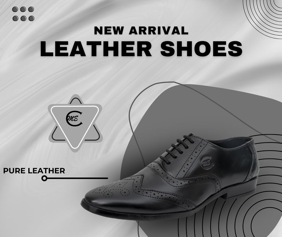 Image of Men's Handcrafted Oxford Lace-up Shoes with Broguing - Crafting Luxury and Elegance for You Black 8