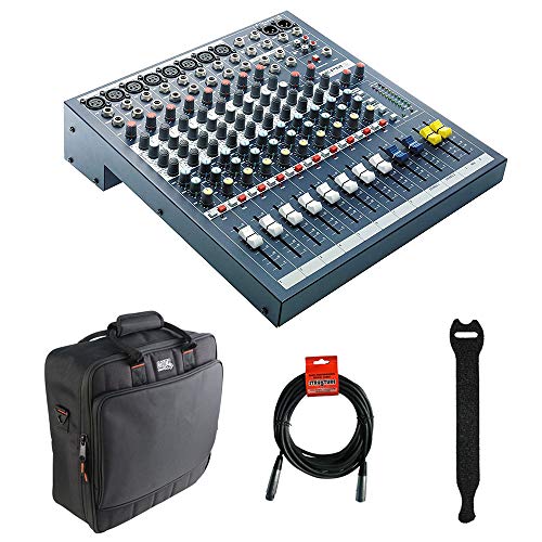 Soundcraft EPM 8-8 Mono + 2 Stereo Audio Console with Gator Cases 1515 Mixer Bag, Fastener Straps (10-Pack) & XLR Cable Bundle