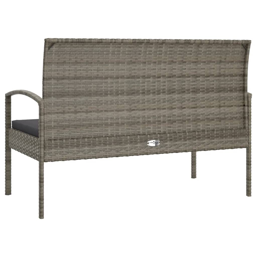 Fengshui Ławka ogrodowa z poduszką, szara, 105 cm, polirattanowa