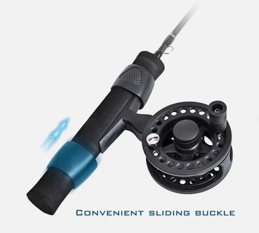 Portable Fishing Pole ，20" Ultra-Short Ultra-lightIce Rod and Reel Combo 1+1B Ice 51cm Fiberglass Fish