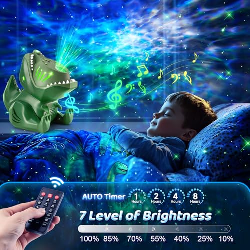Dinosaur Galaxy Projector for Bedroom,144 Lighting Modes Star Projector for Kids Galaxy Lights for Bedroom, 22 White Noise+5.3 HiFi Bluetooth+Remote Speaker Stars for Ceiling
