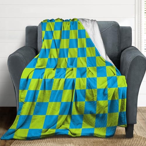 Couverture en peluche de qualité supérieure plaid écossais vert et turquoise doux - 5