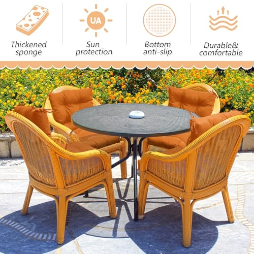 Marsui 4 Pcs Outdoor Indoor High Back Chair Cushions Patio Furniture Tufted Pillow with Ties Water-Resistant Replacement Outdoor Rocking Chair Cushions, 42 x 21 Inches (Orange,Solid Color) by Marsui - Image 7