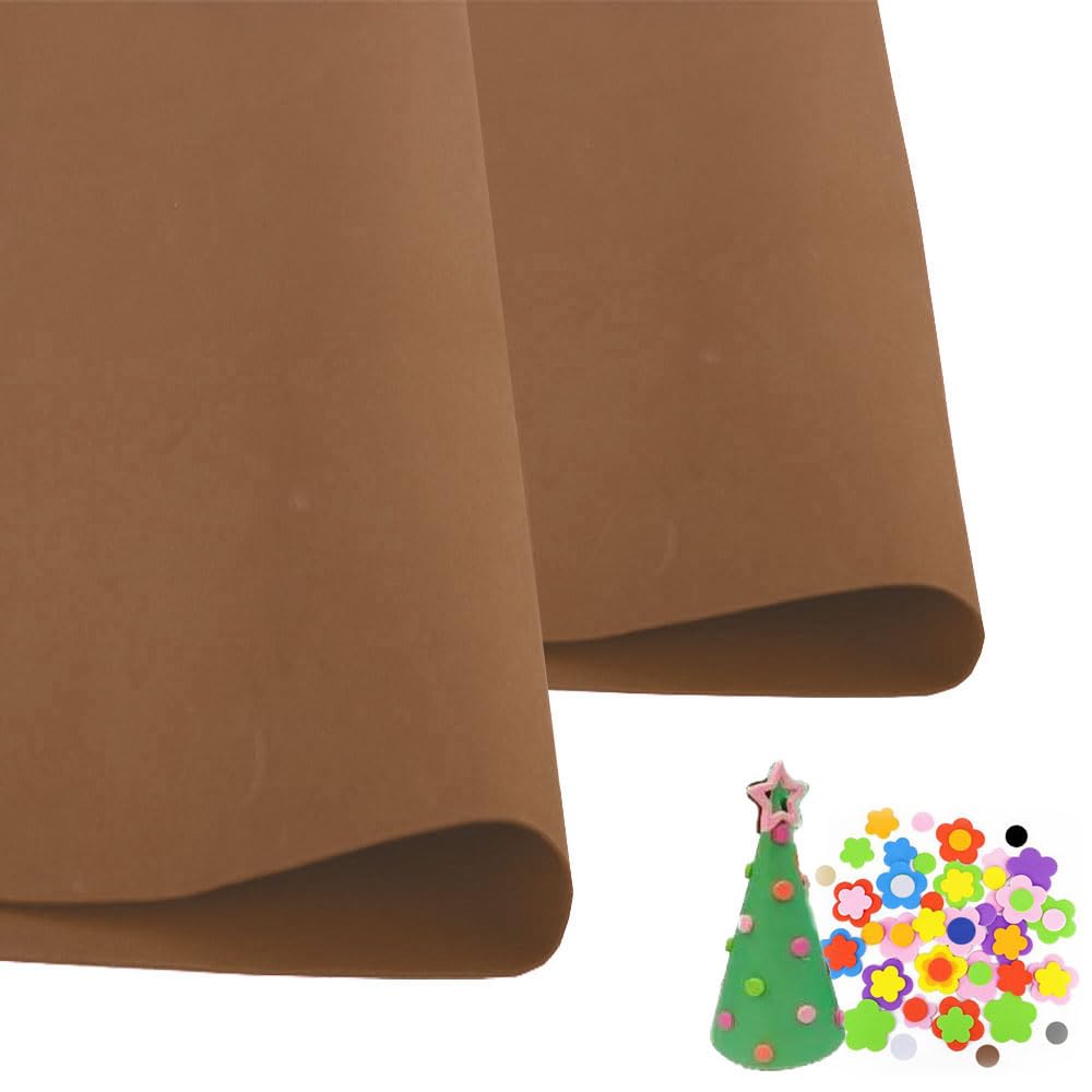 SKYPRO 2 Pcs Brown Eva Foam Sheets Cosplay EVA Foam 1mm Thick 50x50cm EVA Foam Papers for Arts Crafts DIY Project