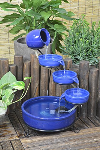 ASC Smart Solar Sundance Ceramic Solar Water Fountain - Blue