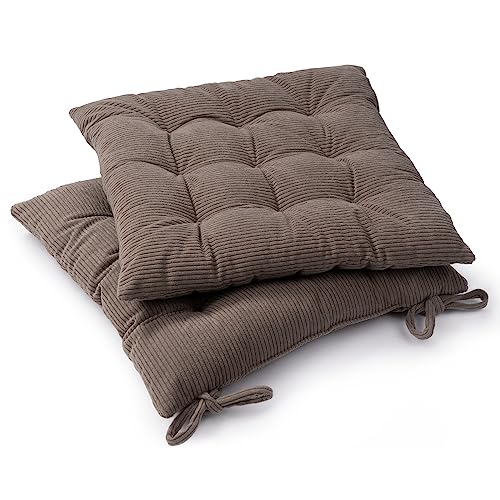 Paco Home Sitzkissen mit Befestigungsbänder 40x40 Stuhl Bürostuhl Kissen Stuhlkissen Innen Indoor versch. Farben 2er Set