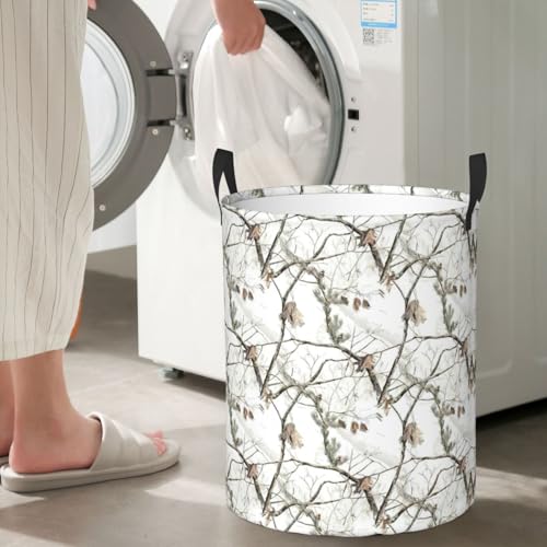 Panier à linge imperméable camouflage blanc avec poignées