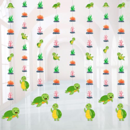 Sursurprise Turtle Party Decorations, 8Pcs Sea Turtle Garlands, Ocean Animal