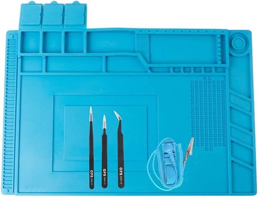 CPB Large Anti-Static Soldering Mat S160 Heat Resistant for PC Cellphone Electronic Repair, with Heating Pad