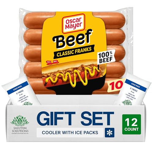 Salutem Vita – Classic Beef Franks Hot Dogs, Premium All-Beef Sausages, Gift Set: – Pack of 12