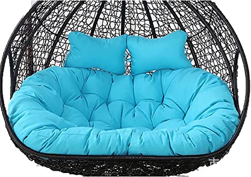 ZTGL Hammock Swing Chair Cushion, Double Egg Chair Cushion Replacement, Outdoor Patio Wicker Loveseat Hanging Swing Egg Chairs for 2 Persons Patio Backyard Balcony,Blue