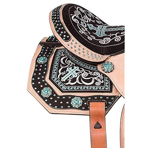 Genuine Leather Western Horse Tack Barrel Gaited Pleasure Trail Saddles with Tack Set/Western-Pferd-Zaumzeug aus echtem Leder mit Sattelset (Size 16)