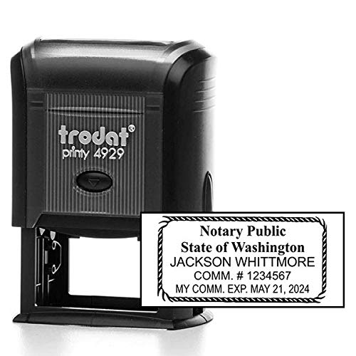 Washington Personalized Rectangular Self-Inking Notary Stamp | Official Custom State Notary Stamp | Official Seals | Meets State Government