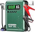 YESPER 7-in-1 Démarreur de saut de batterie de voiture avec 150PSI Air Compresseur(8L Gas/6L Diesel), 2000A 12V Booster de voiture, chargeur portable de batterie boîte de saut avec des câbles de Jumper, LCD Affichage, LED Lumières