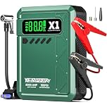 YESPER 7-in-1 Car Battery Booster Jump Starter with 150PSI Air Compressor(8L Gas/6L Diesel), 2000A 12V Car Booster Pack, Portable Battery Charger Jump Box with Jumper Cables, LCD Display, LED Lights