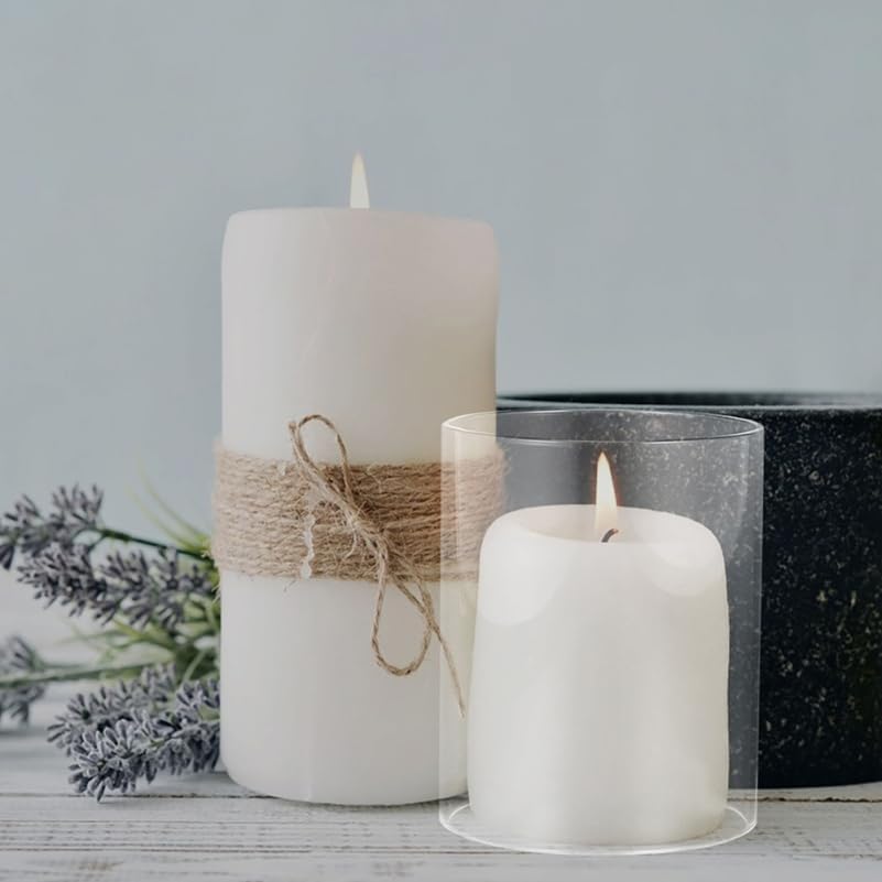 PRETYZOOM 4x4 Inch Glass Candle Sleeve Cylinder Windproof Hurricane Candle Holder Lid - Image 6