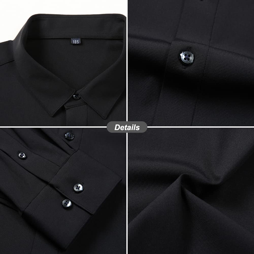 DongBao Camisas de vestir para Hombre,Manga Larga, ajuste regular, informal, con botones,Fácil de Hierro